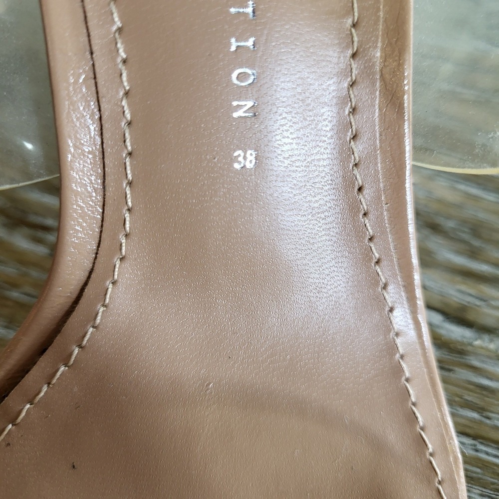 Zara Basic Collection Clear Vinyl Mule Sandals Tan Square Toe Block Heel EU 38 - Picture 6 of 8
